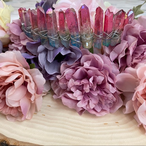 Raw Quartz Rainbow Crystal Headband Hair Jewelry - Picture 8 of 13